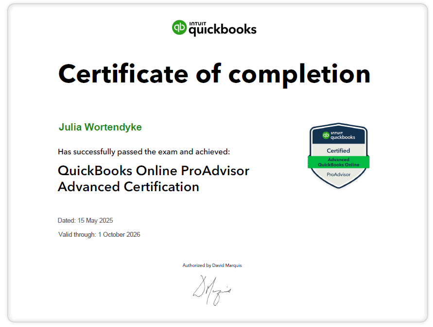 Julia’s Certificate May 19 Julia's Certificate May 19